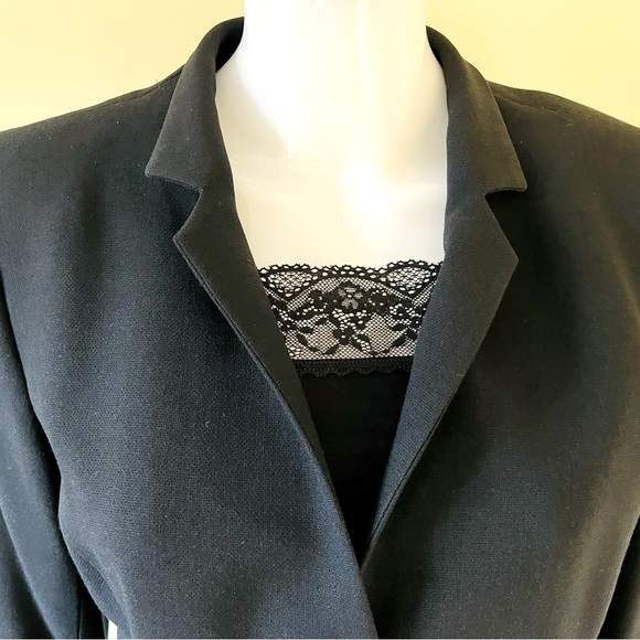 Zara Black Wool Blazer Black Fur Trims Two Buttons Front Closure US 10 - Picture 4 of 15